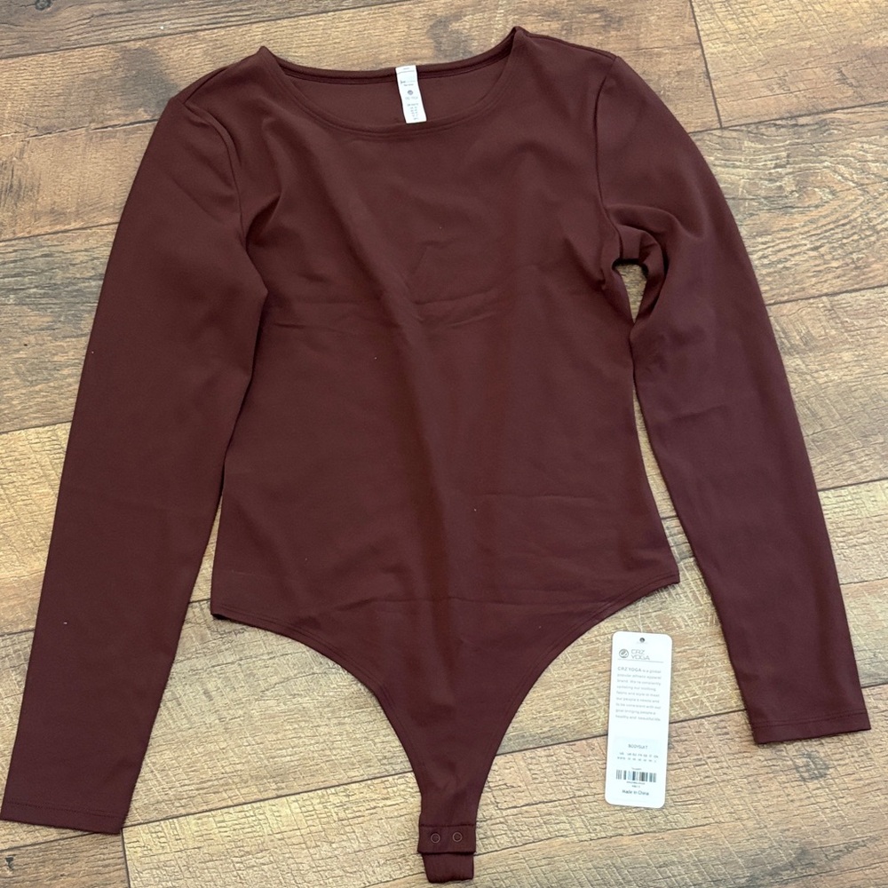 CRZ YOGA Long-Sleeve Bodysuit in Rich Brown